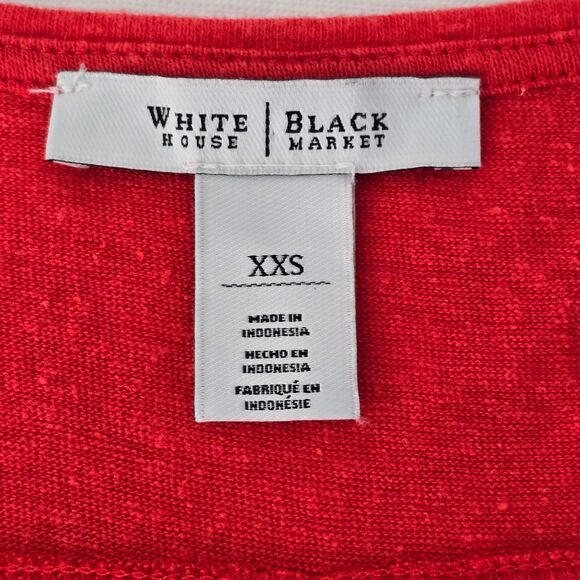 White House Black Market Women’s XXS Coral Orange Linen Blend Cap Sleeve Tee - Picture 3 of 8